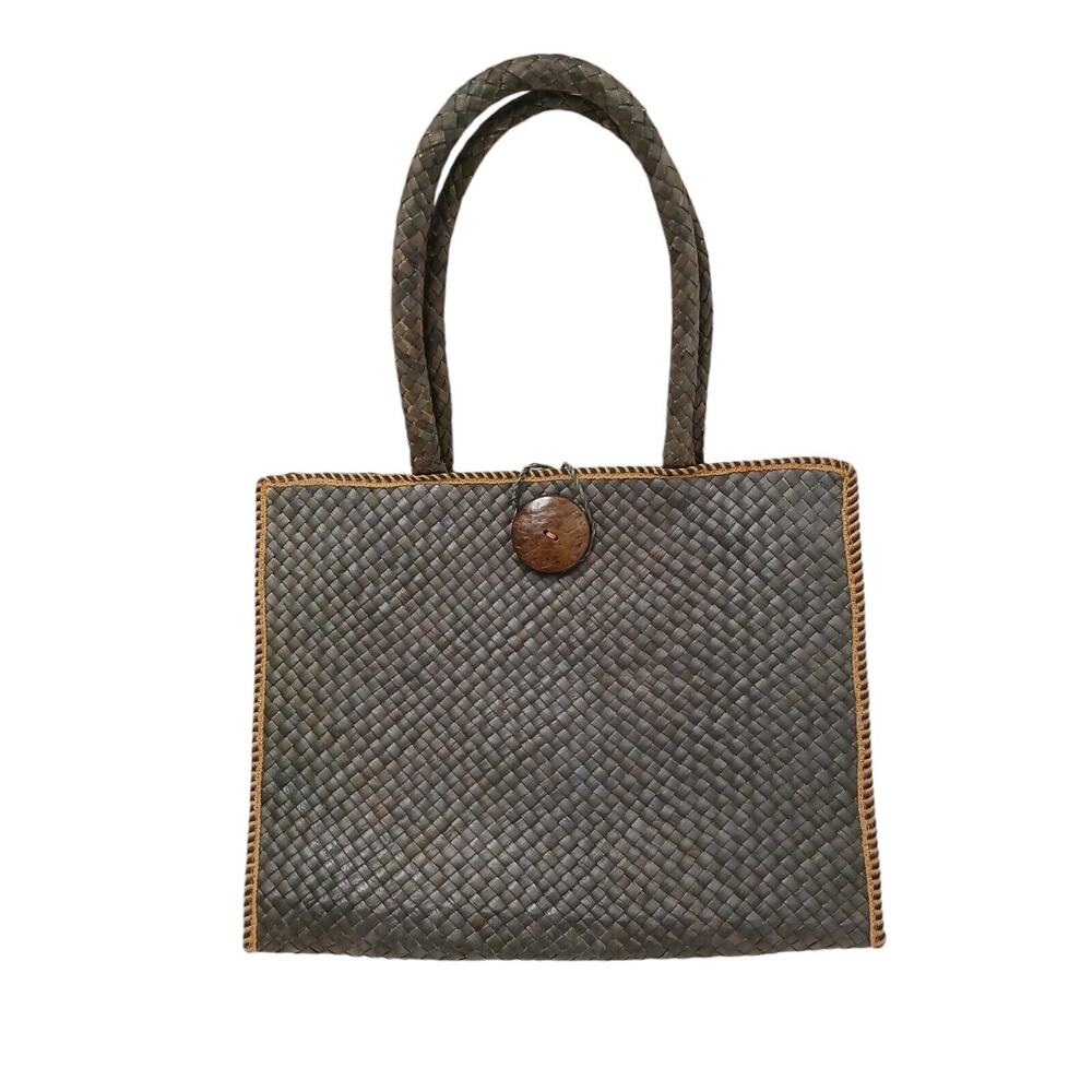 Woven Handbag Luxe Khaki Natural Fairygoth‎ Retro Audrey Hepburn Summer Cottage